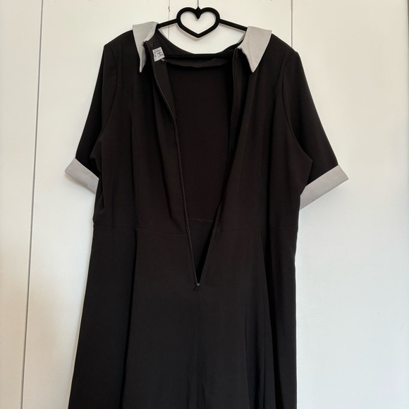 Hell Bunny Vixen Prep School Style Black Gray Short Sleeved w Bow Dress Size 4XL - Picture 4 of 9